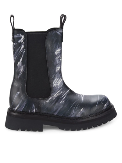 Shop Moschino Couture ! Women's Abstract Textured Leather Boots In Black