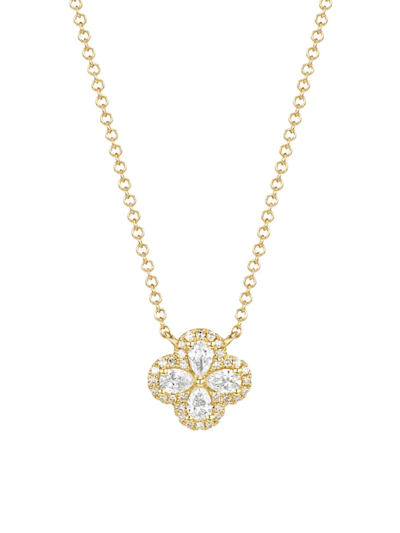 Shop Saks Fifth Avenue Women's 14k Yellow Gold & 0.41 Tcw Diamond Four-leaf Clover Pendant Necklace