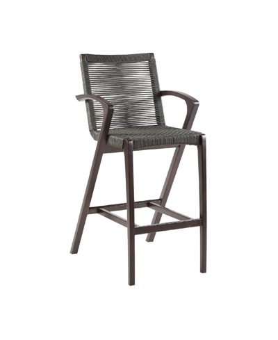 Shop Armen Living Brielle Outdoor Eucalyptus Wood And Rope Counter And Bar Height Stool In Gray