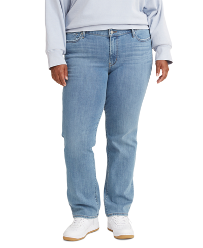 Shop Levi's Trendy Plus Size Classic Straight Leg Jeans In Lapis Topic