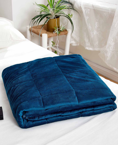 Shop Dream Theory 15 Lbs Faux Mink Weighted Blanket In Navy