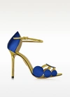 CHARLOTTE OLYMPIA Cobalt Blue Satin Silk And Leather Contemporary Sandal
