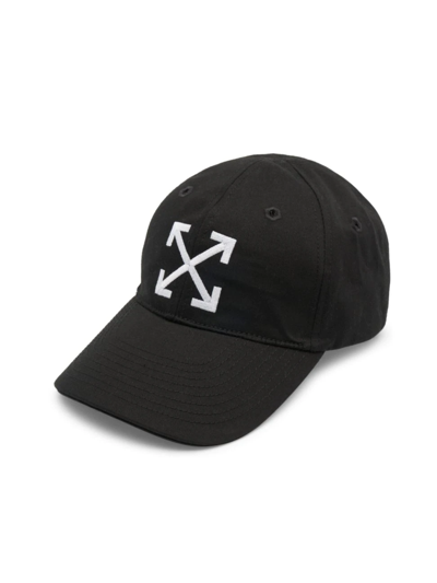Shop Off-white Women's Arrow Embroidered Baseball Cap In Black White