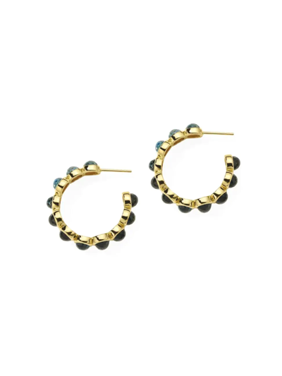 Shop Ippolita Women's Lollipop 18k Green Gold & London-blue-topaz Small Hoop Earrings