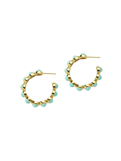 Shop Ippolita Women's Lollipop 18k Green Gold & Turquoise Small Hoop Earrings In Blue