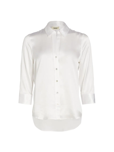 Shop L Agence Women's Dani Three-quarter Sleeve Silk Blouse In White