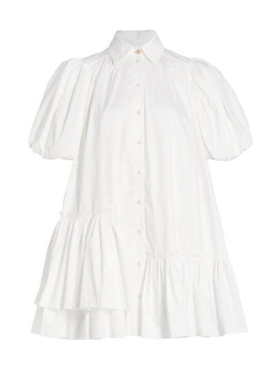 Shop Aje Women's Ambience Puff-sleeve Shirt Dress In Pure White
