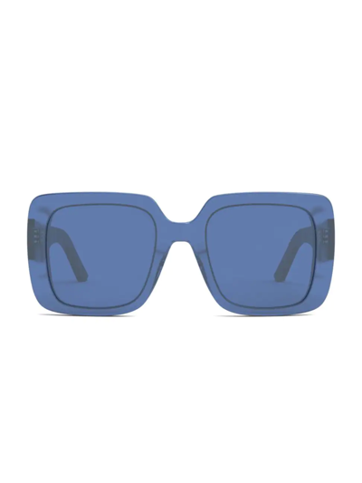 Shop Dior Women's Wil S3u 55mm Geometric Sunglasses In Blue