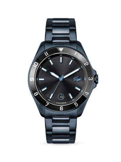 Shop Lacoste Tiebreaker Stainless Steel Bracelet Watch In Black