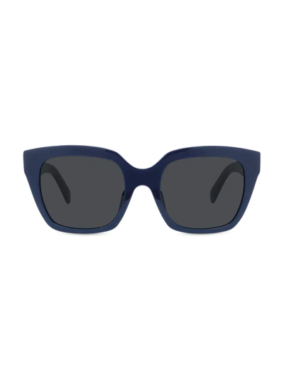 Shop Celine Women's 56mm Square Sunglasses In Shiny Blue