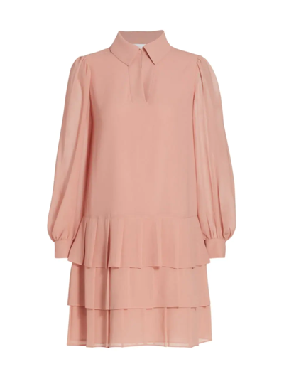 Shop See By Chloé Tiered Georgette Sheath Dress In Muted Clay