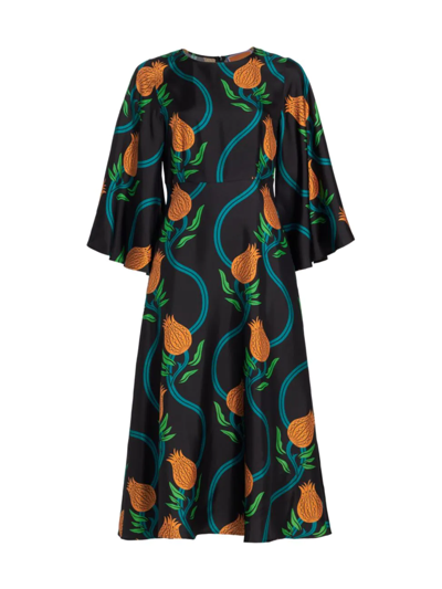 Shop La Doublej Women's Sorella Silk Midi-dress In Melograno Nero
