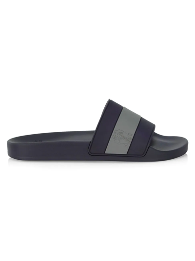 Shop Brunello Cucinelli Men's Two-tone Rubber Pool Slide Sandals In Blue Grey