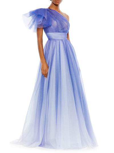 Shop Mac Duggal Women's Ieena Asymmetric Degradé Fit & Flare Ball Gown In Royal Ombre