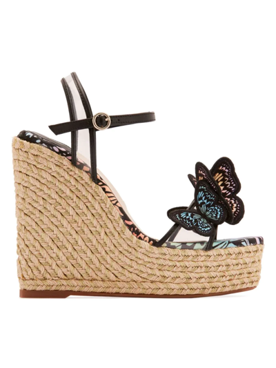 Shop Sophia Webster Riva Butterfly Espadrille Wedge Sandals In Pastel Gradient Print
