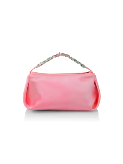 Shop Alexander Wang Micro Marquess Crystal-embellished Satin Hobo Bag In Bubblegum