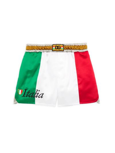 Shop Dolce & Gabbana Little Boy's & Boy's Satin Italia Shorts In Neutral