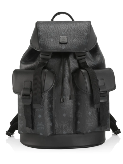 Shop Mcm Men's Brandenburg Visetos Backpack In Black