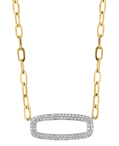 Shop Effy Collection Effy Diamond Pave Open Link 18" Pendant Necklace (1/2 Ct. T.w.) In 14k White And Yellow Gold In Two Tone