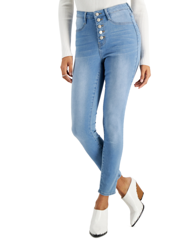 Shop Dollhouse Juniors' 5-button High Waisted Curvy Skinny Jeans In Andes Wash