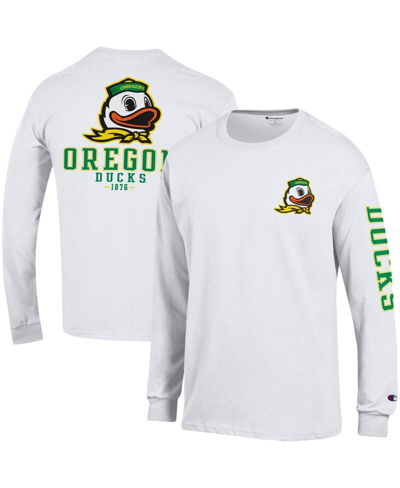 Shop Champion Men's  White Oregon Ducks Team Stack Long Sleeve T-shirt