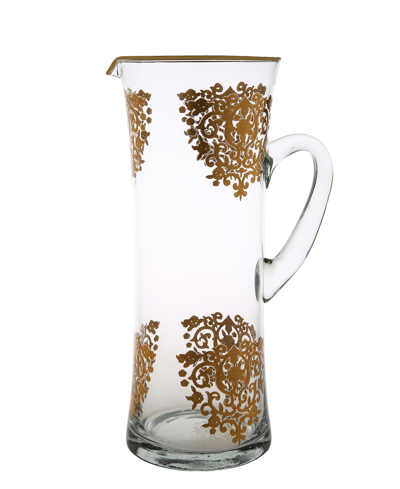 Shop Classic Touch 12" Water Pitcher With Rich Colored Artwork In Clear