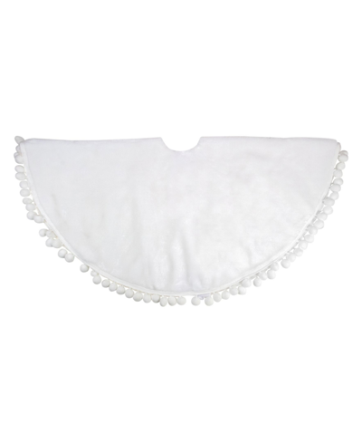 Shop Northlight 36" Christmas Tree Skirt With A Pom Pom Border And Tie Backs In White