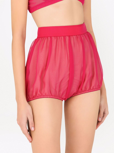 Dolce & Gabbana High-waisted Puffball Mini Shorts In Rosa