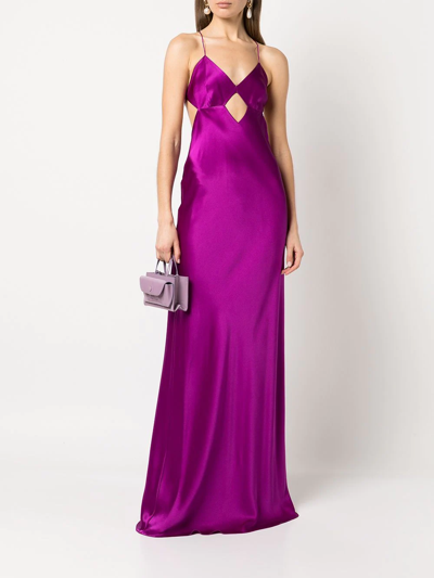 Shop Michelle Mason Cut-out Detail Gown In Violett