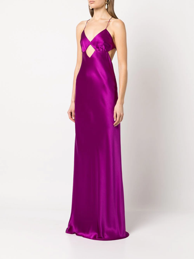 Shop Michelle Mason Cut-out Detail Gown In Violett