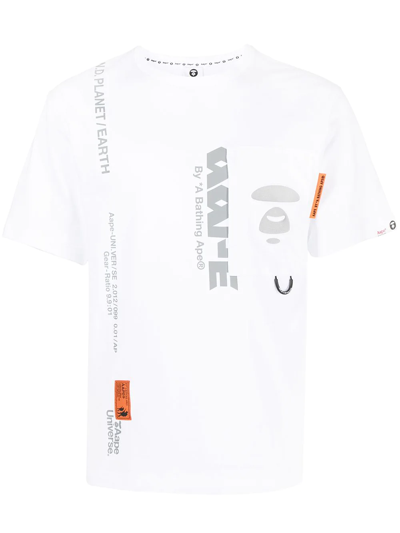 Shop Aape By A Bathing Ape Logo-print Short-sleeved T-shirt In Weiss