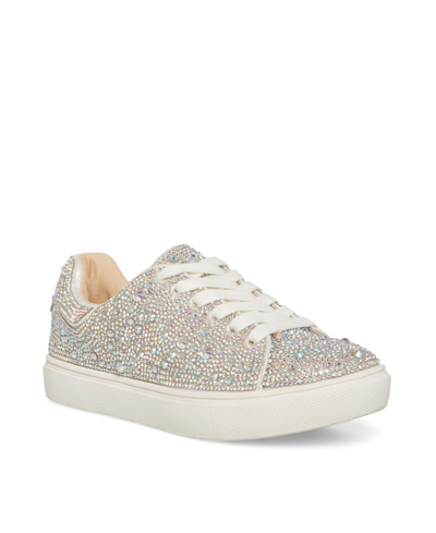 Betsey Johnson Sidny Rhinestone Platform Sneakers In Silver | ModeSens