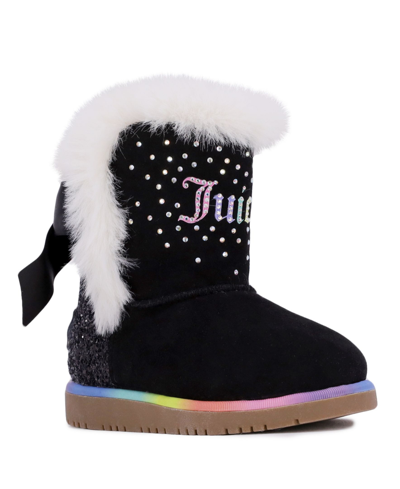 Shop Juicy Couture Toddler Girls Orange Grove Faux Fur Cozy Boot In Black