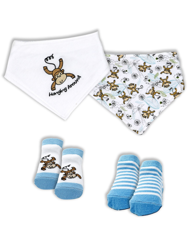 Shop Tendertyme Baby Boys And Girls Monkey Accessory, 4 Piece Set In Blue And White