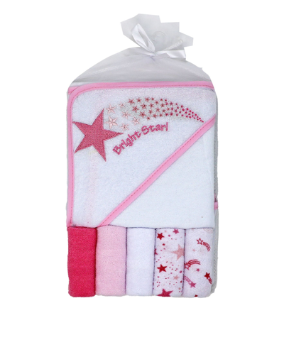 Shop Amor Bebe Baby Girls Bath Towel And Washcloth, 6 Piece Set In White And Pink