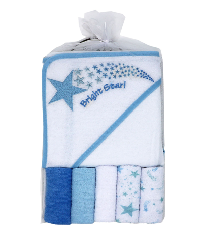 Shop Amor Bebe Baby Boys Bath Towel And Washcloth, 6 Piece Set In White And Blue