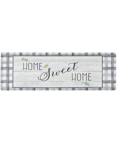 Shop Global Rug Designs Cheerful Ways Home Sweet Home Farmhouse Checkered 1'6" X 4'7" Runner Area Rug In Gray/green