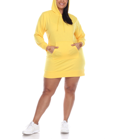 Shop White Mark Women's Plus Size Hoodie Sweatshirt Dress In Yellow