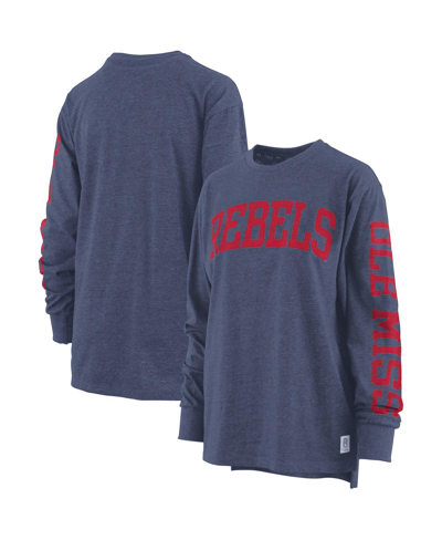 Pressbox Women's  Navy Ole Miss Rebels Two-hit Canyon Long Sleeve T-shirt In Navy