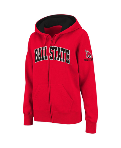 Shop Colosseum Women's Stadium Athletic Cardinal Ball State Cardinals Arched Name Full-zip Hoodie