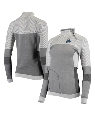 Shop Levelwear Women's  Gray Los Angeles Dodgers Verse Asymmetrical Tri-blend Quarter-zip Jacket