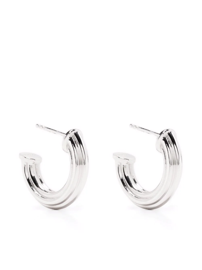 Shop Missoma Medium Ridge Hoop Earrings In Silver