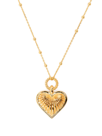 Shop Missoma Ridge Heart Charm Necklace In Gold