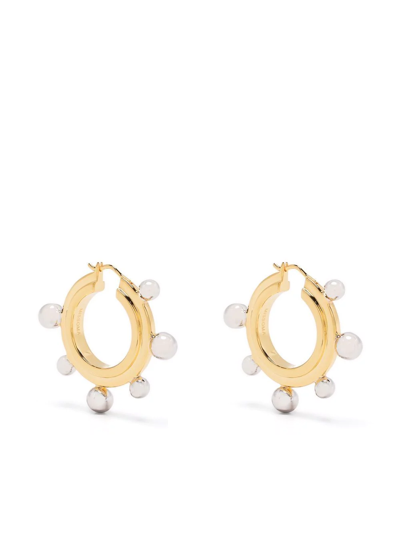 Shop Missoma Two-tone Medium Sphere Hoop Earrings In Gold