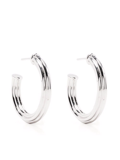 Shop Missoma Large Ridge Hoop Earrings In Silver