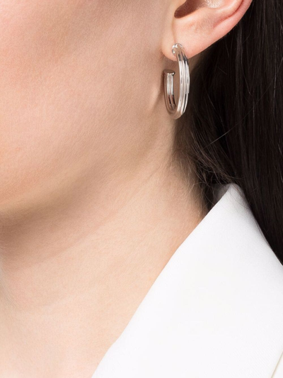 Shop Missoma Large Ridge Hoop Earrings In Silver