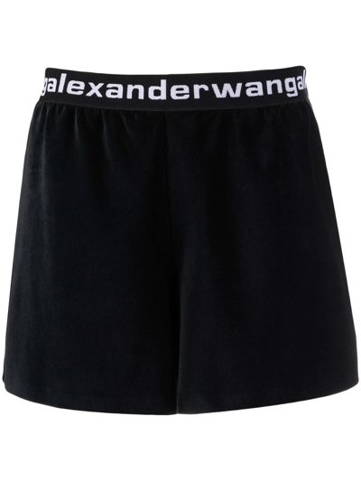 Shop Alexander Wang Logo-waistband Short Shorts In Black