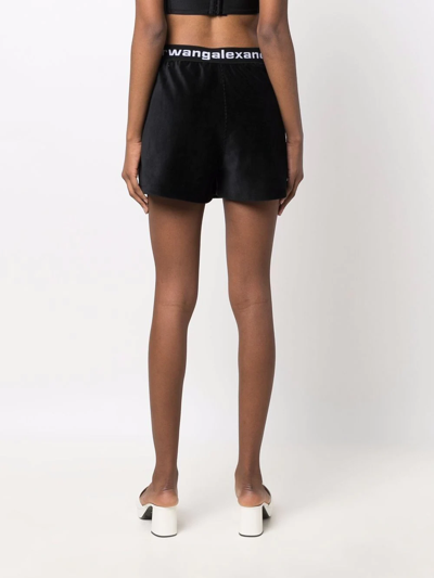 Shop Alexander Wang Logo-waistband Short Shorts In Black