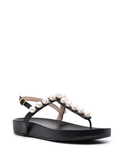 Shop Stuart Weitzman Goldie Pearl-embellished Sandals In Black