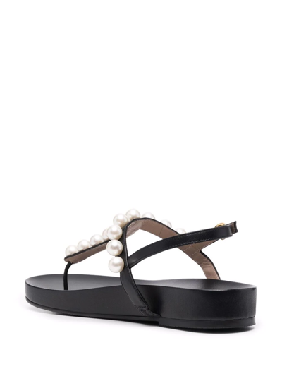 Shop Stuart Weitzman Goldie Pearl-embellished Sandals In Black
